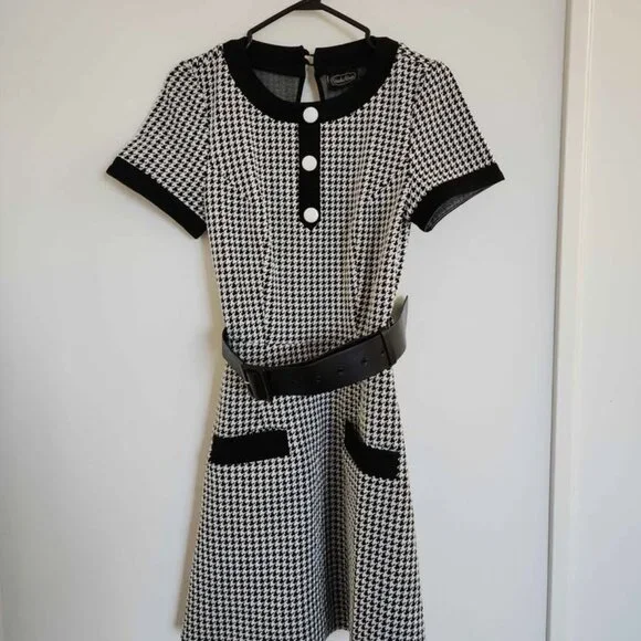 60s Houndstooth Dress - Picture 1 of 2